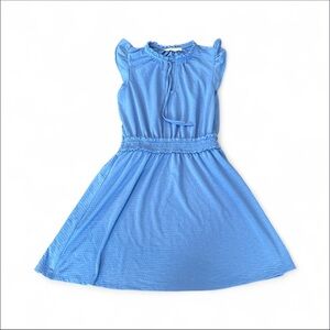 LOFT Textured Blue Dress with Elastic Waist